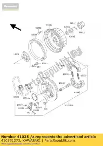 kawasaki 410351273 freno de panel, rr, l klf300-b - Lado inferior