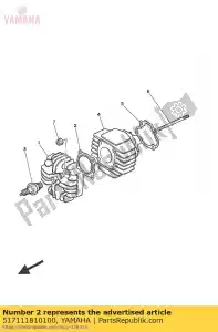 yamaha 517111810100 gasket, cylinder head 1 - Bottom side