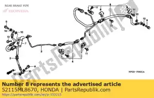 honda 52115ML8670 clamper, brake hose - Bottom side