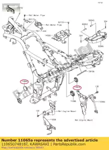 Kawasaki 11065074818T tapa, soporte del brazo oscilante, f. - Lado inferior