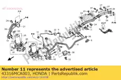Aqui você pode pedir o mangueira c, rr. Freio principal em Honda , com o número da peça 43316MCA003: