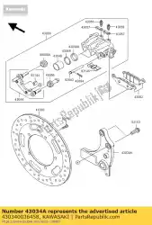 Here you can order the holder-brake,rear calipe from Kawasaki, with part number 430340036458: