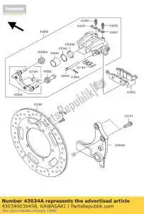 Kawasaki 430340036458 holder-brake,rear calipe - Bottom side