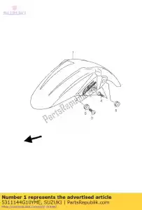 Suzuki 5311144G10YME fender,front - Bottom side