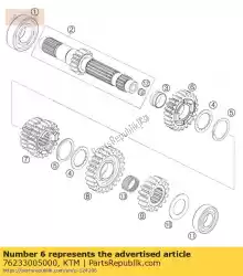 Here you can order the idler 5. Gear 07 from KTM, with part number 76233005000: