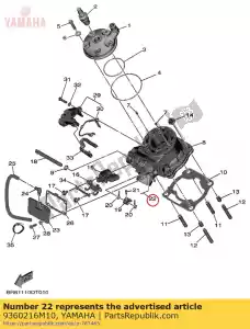 yamaha 9360216M10 pin, dowel - Bottom side