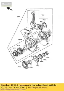 Kawasaki 921161064 bearing-roller - Bottom side