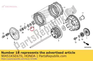 Honda 90451KSE670 arruela, impulso, 14 mm - Lado inferior