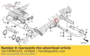 honda 18374MN1670 banda, l. ex. tubo - Lado inferior