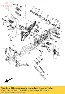 Yamaha 22N274330000 cover, rear footrest - Bottom side