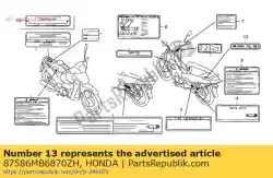 Aquí puede pedir etiqueta, combustible * tipo * de Honda , con el número de pieza 87586MB6870ZH: