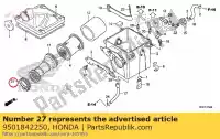 9501842250, Honda, Fascetta, tubo di collegamento del filtro dell'aria (42) honda  cbf trx 90 125 2009 2010 2011 2012 2013 2017 2018 2019, Nuovo