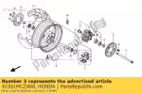 42301MCZ000, Honda, Axle, rr. wheel honda cbr fireblade rr cb hornet f f2 cb900f 900 , New