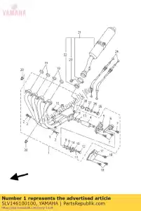 Yamaha 5LV146100100 conjunto de tubo de escape 1 - Lado inferior