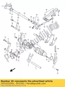 Suzuki 2551022D01 eixo, mudança de marcha - Lado inferior