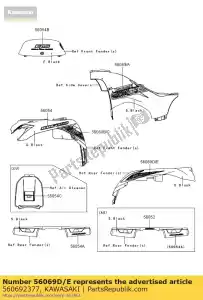 Kawasaki 560692377 patroon, rr fender, lh - Onderkant