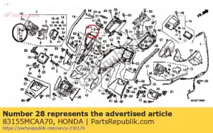 Honda 83155MCAA70 lever assy., lower vent - Bottom side