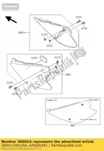 Kawasaki 360011585266 lato coperchio, rh, s.white - Il fondo