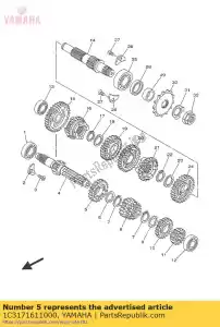 yamaha 1C3171611000 engrenagem, 6º pinhão - Lado inferior