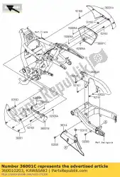 Ici, vous pouvez commander le côté couverture, rh, lwr vn1700e9f auprès de Kawasaki , avec le numéro de pièce 360010203: