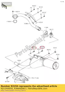 Kawasaki 921540059 bout, met flens, 8x16 - Onderkant