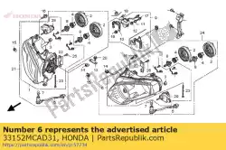 Ici, vous pouvez commander le unité de phare, l. Auprès de Honda , avec le numéro de pièce 33152MCAD31: