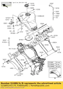 Kawasaki 51088524517P tank-comp-fuel,c.l.green - Bottom side