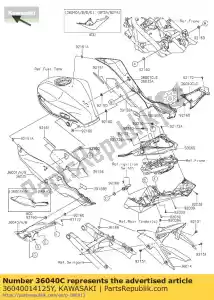 Kawasaki 36040014125Y cover-tail, rh, p.s.blanc - La partie au fond