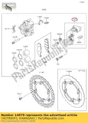 Here you can order the holder-assy,front calipe from Kawasaki, with part number 140790043: