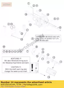 ktm 60035054144 arbre de pompe à eau avec / bague d'étanchéité - La partie au fond