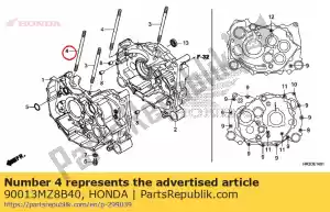 honda 90013MZ8B40 parafuso, pino, 10x177 - Lado inferior