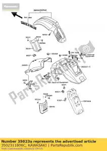 kawasaki 3502311806C spatbord-achter, rr, ebbenhout kl650-a2 - Onderkant