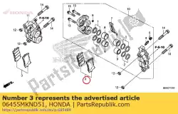 Aqui você pode pedir o conjunto de almofadas fr em Honda , com o número da peça 06455MKND51: