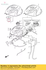 Suzuki 6812147H10QES emblem,fuel tan - Bottom side