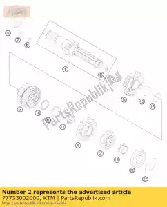 ktm 77733002000 engrenagem maciça 2ª g. t = 16 - Lado inferior