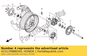 honda 42311MBBD40 col, l. rr. côté roue - La partie au fond