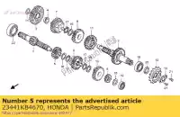 23441KB4670, Honda, engrenagem, segundo eixo principal (1 honda ca rebel  cb hornet f cmx c twofifty cbx cb250 ca125 cmx250c 125 250 , Novo