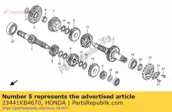 Ici, vous pouvez commander le engrenage, arbre principal seconde (1 auprès de Honda , avec le numéro de pièce 23441KB4670: