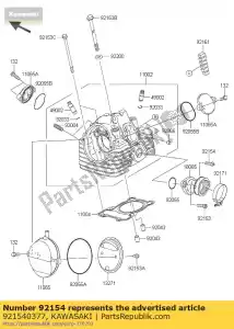 Kawasaki 921540377 parafuso, torx, 6x20 - Lado inferior