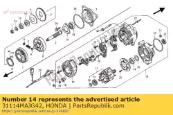 Ici, vous pouvez commander le roulement, avant auprès de Honda , avec le numéro de pièce 31114MAJG42: