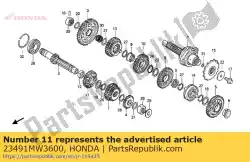versnelling, hoofdas vijfde (27t) van Honda, met onderdeel nummer 23491MW3600, bestel je hier online: