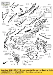 Kawasaki 14092Y035950 cover,cowling,cnt,blk - Bottom side