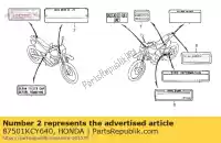 87501KCY640, Honda, nenhuma descrição disponível no momento honda xr 400 1996 1997 1998, Novo