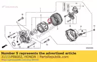 31111P08J02, Honda, bearing, rr. generator honda gl goldwing a  bagger f6 b gold wing deluxe abs 8a gl1800a gl1800 airbag gl1800b 1800 , New