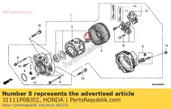 Here you can order the bearing, rr. Generator from Honda, with part number 31111P08J02: