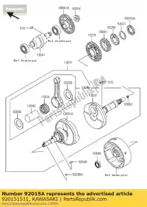 kawasaki 920151511 nut,pump gear,30mm klf300-a1 - Bottom side