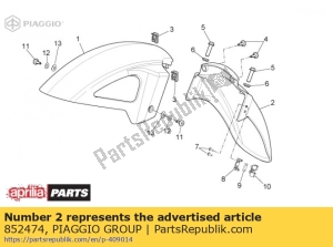 aprilia 852474 front mudguard rear side black - Bottom side