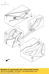 Here you can order the cover,tank frnt from Suzuki, with part number 4427014J20RB5: