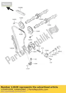 kawasaki 120491009 tensioner,cam chain z1000-k1 - Bottom side