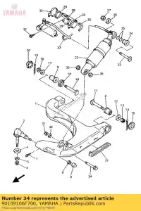 Yamaha 90109106F700 bolt(4bh) - Bottom side